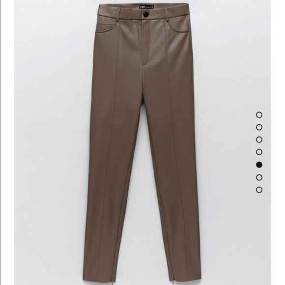 Zara Faux Leather High Waisted Leggings Taupe size XS - Picture 4 of 12